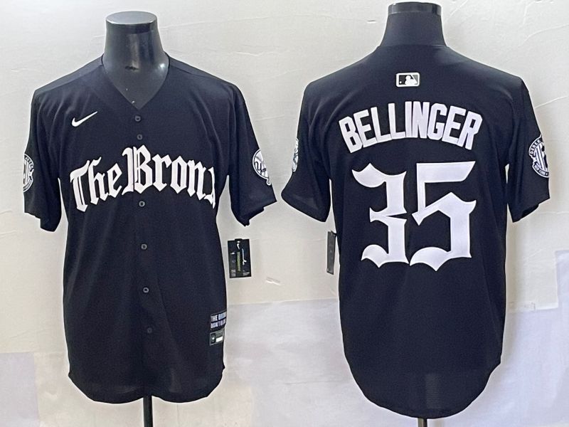 Men 2025 New York Yankees #35 Bellinger Black Five generations Joint Name Nike MLB Jersey style 1